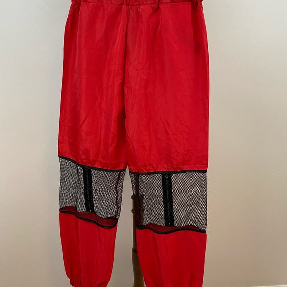 Red Mesh Knee Zipper Joggers - Picture 3 of 7